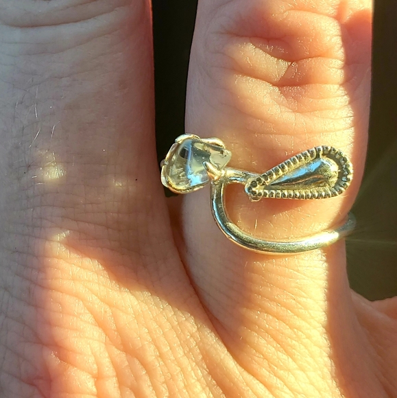 New Rough Herkimer Diamond Chip 925 Silver Ring. - Picture 13 of 16